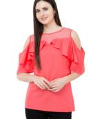 Red plain Crepe tops