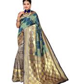 Green Woven Poly Silk Saree With Blouse