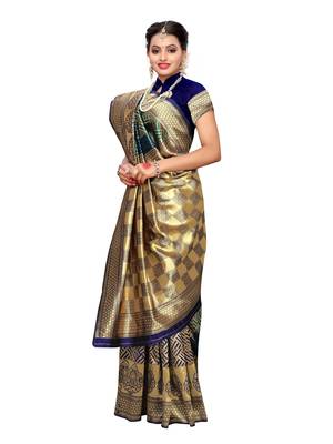 Green Woven Poly Silk Saree With Blouse 4