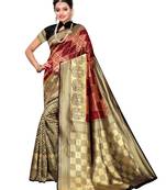 Red Woven Poly Silk Saree With Blouse