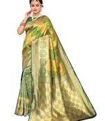 Green Woven Poly Silk Saree With Blouse