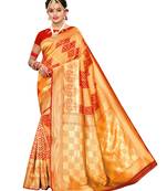Red Woven Poly Silk Saree With Blouse