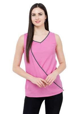 Pink plain Crepe tops 1