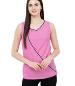Pink plain Crepe tops