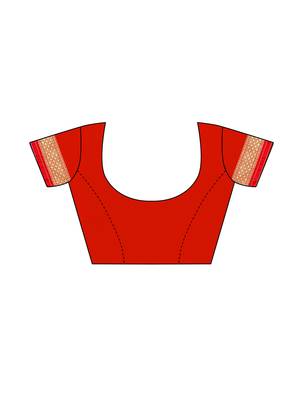 Red Woven Poly Silk Saree With Blouse 5