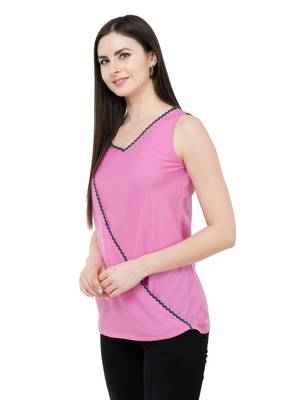 Pink plain Crepe tops 2