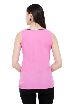 Pink plain Crepe tops 3