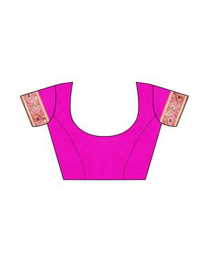 Pink Woven Poly Silk Saree With Blouse 5