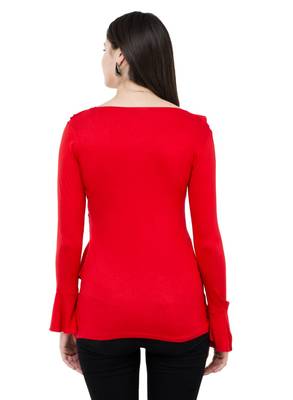 Red plain Polyester tops 3