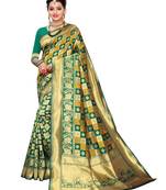 Green Woven Poly Silk Saree With Blouse