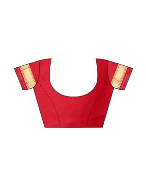 Red Woven Poly Silk Saree With Blouse 5
