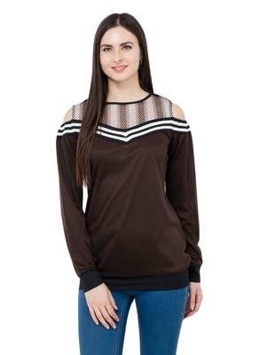 Brown plain Polyester tops 1