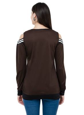 Brown plain Polyester tops 3