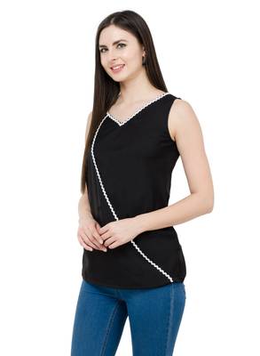 Black plain Crepe tops 2