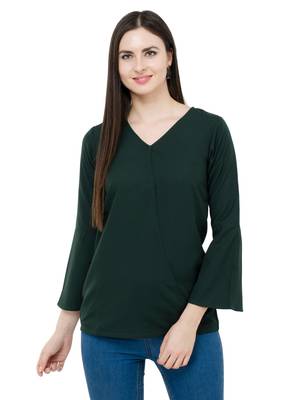 Green plain Crepe tops 1