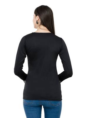 Black plain Polyester tops 3