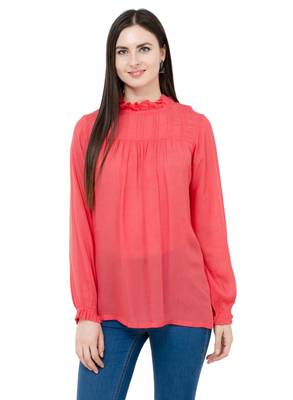 Red plain Rayon tops 1