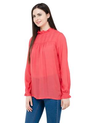 Red plain Rayon tops 2
