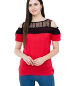 Red plain Rayon tops