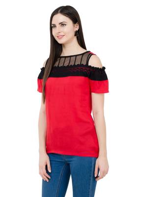 Red plain Rayon tops 2
