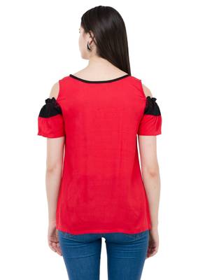 Red plain Rayon tops 3