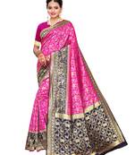 Pink Woven art silk  Saree With Blouse