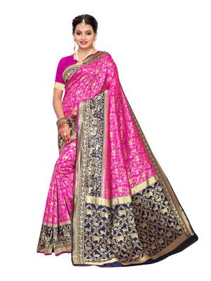 Pink Woven art silk  Saree With Blouse 2