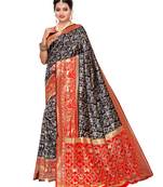 Navy Blue Woven art silk  Saree With Blouse
