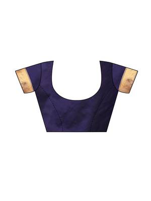 Navy Blue Woven art silk  Saree With Blouse 5