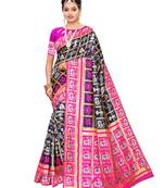 Navy Blue Woven Poly Silk Saree With Blouse