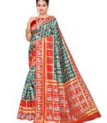 Green Woven Poly Silk Saree With Blouse