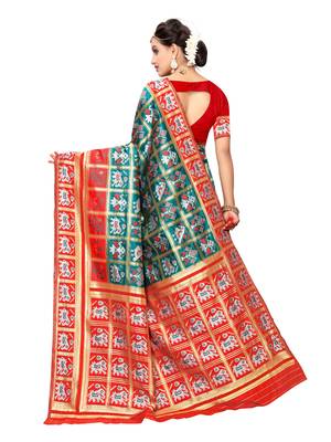 Green Woven Poly Silk Saree With Blouse 3