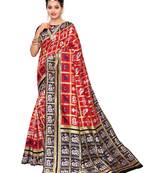 Red Woven Poly Silk Saree With Blouse