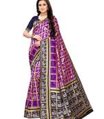 Purple Woven Poly Silk Saree With Blouse