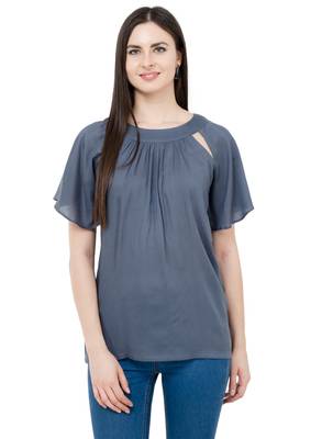 Grey plain Rayon tops 1