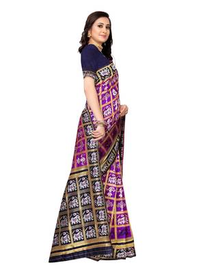 Purple Woven Poly Silk Saree With Blouse 3