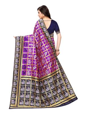 Purple Woven Poly Silk Saree With Blouse 4
