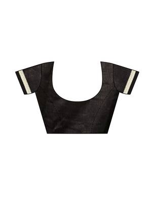 Black Printed Chiffon Saree With Blouse 5