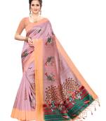 Pink Printed Art Silk Saree With Blouse