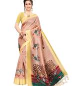 Yellow Printed Art Silk Saree With Blouse