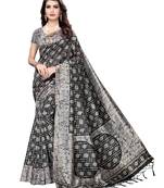 Grey Printed Art Silk Saree With Blouse
