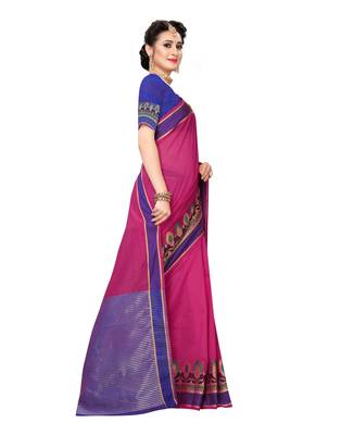 Pink woven cotton silk saree with blouse 3