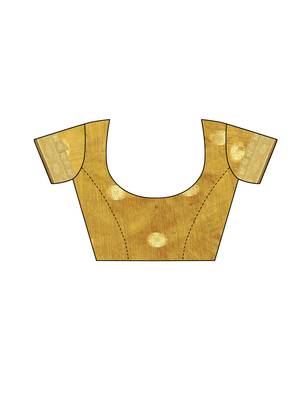 Yellow woven cotton silk saree with blouse 5