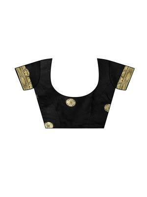 Black Woven Cotton Silk Saree With Blouse 5