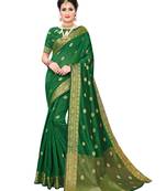 Green Woven Cotton Silk Saree With Blouse