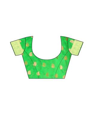 Green woven chanderi silk saree with blouse 5