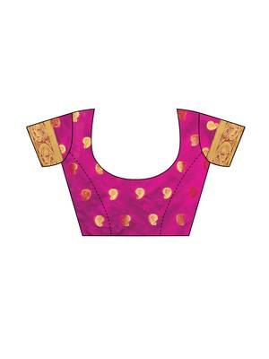 Purple Woven Chanderi Silk Saree With Blouse 5