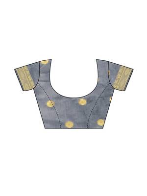 Grey Woven Cotton Silk Saree With Blouse 5