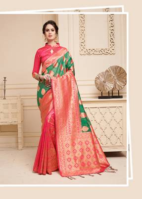 Multicolor woven linen saree with blouse 1