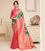 Multicolor woven linen saree with blouse